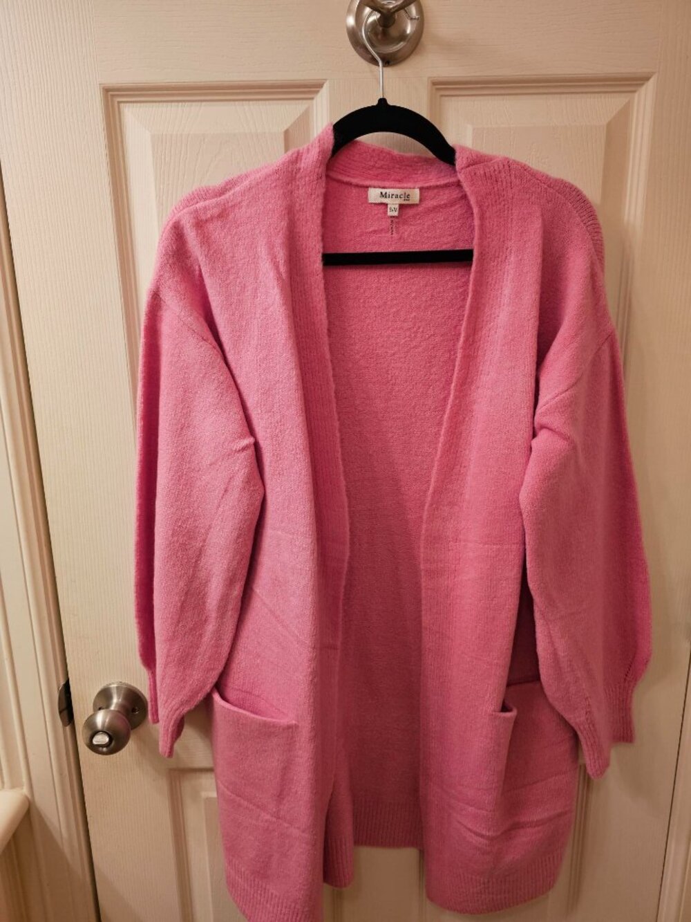 NWOT Miracle S/M Pink Fleece Cardigan w / Pockets